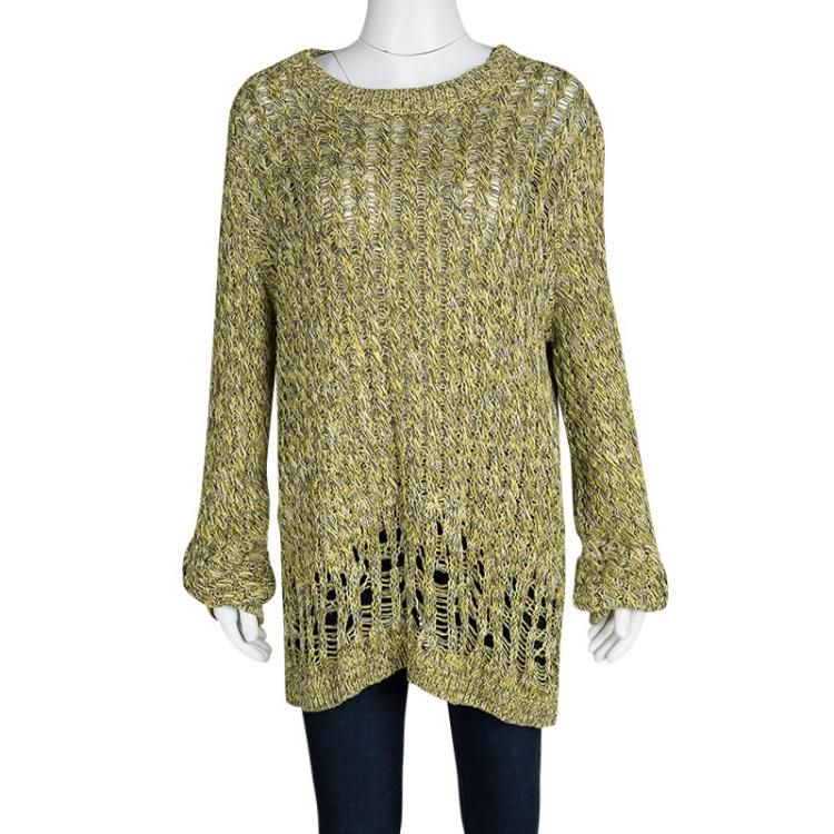 Pre Owned Joseph Mulitcolor Fatigue Deconstructed Chunky Cable Knit Pullover XL