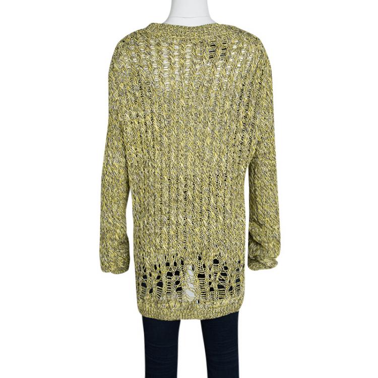 Pre Owned Joseph Mulitcolor Fatigue Deconstructed Chunky Cable Knit Pullover XL
