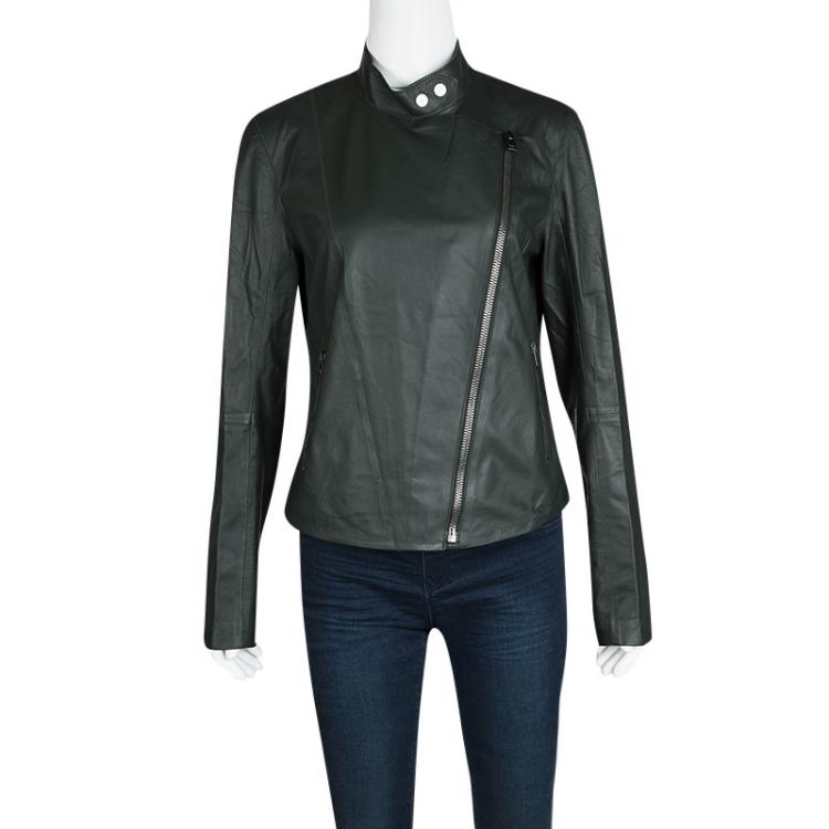 Pre Owned Joseph Forest Green Lambskin Nappa Leather New Alpha Jacket L