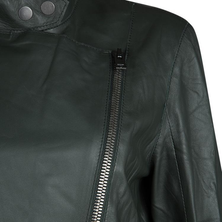 Pre Owned Joseph Forest Green Lambskin Nappa Leather New Alpha Jacket L