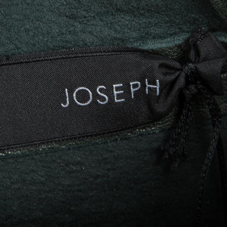 Pre Owned Joseph Forest Green Lambskin Bubble Leather Cropped Pullover M