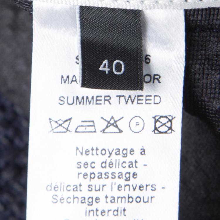 Pre Owned Joseph Navy Blue Summer Tweed Double Breasted Maubert Coat M