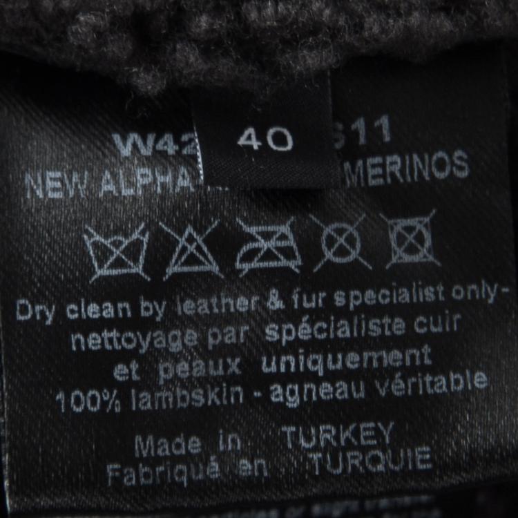 Pre Owned Joseph Forest Grey Lambskin Nappa Leather New Alpha Shearling Jacket M