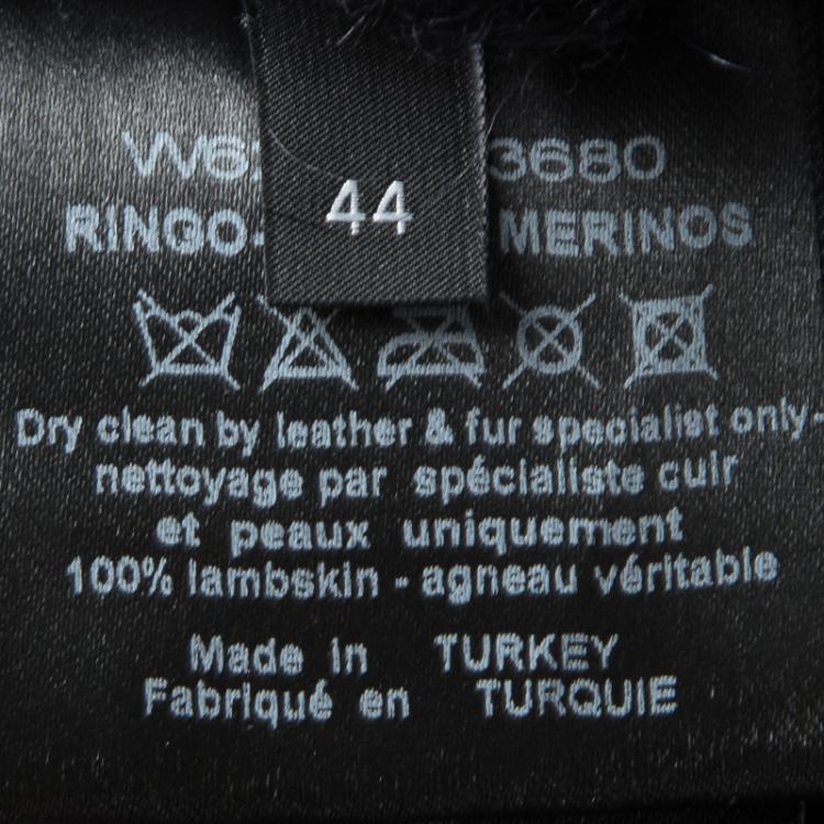 Pre Owned Joseph Black Island Merinos Ringo Double Breasted Lambskin Coat L