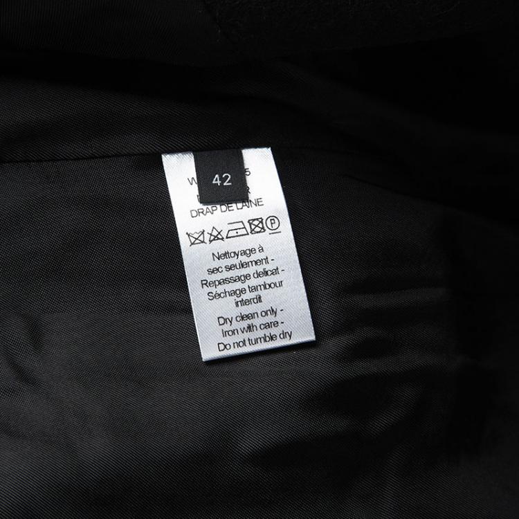 Pre Owned Joseph Black Wool Contrast Fur Collar Drap De Laine Belted Overcoat L