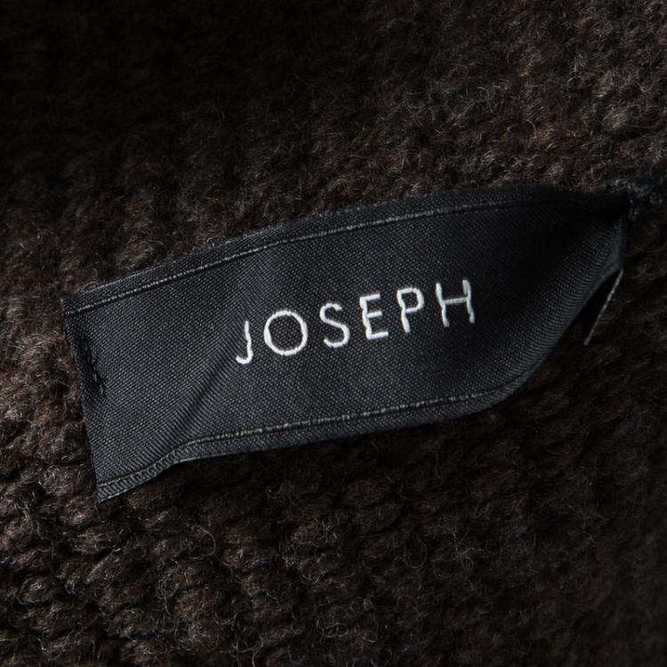 Pre Owned Joseph Mahogany Brown Button Knit Applique Detail Chunky Cardigan M