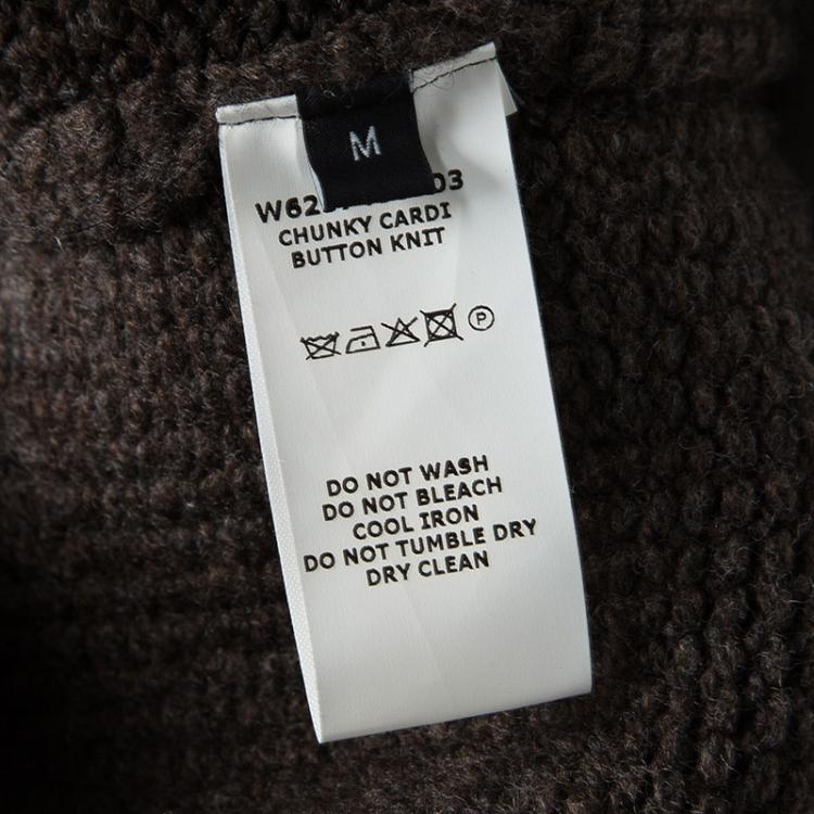 Pre Owned Joseph Mahogany Brown Button Knit Applique Detail Chunky Cardigan M