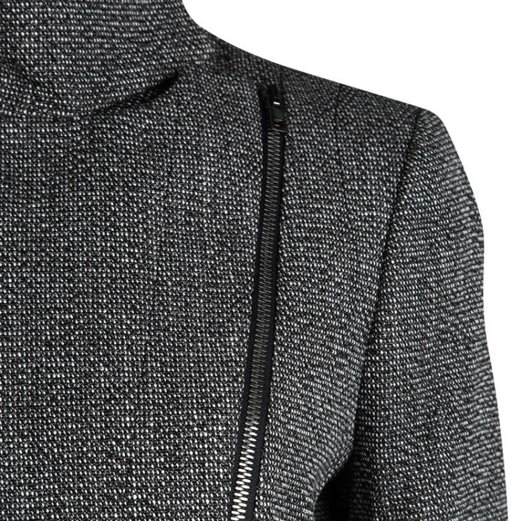 Pre Owned Joseph Tricolor Techno Tweed  Zip Detail Preston Long Coat L