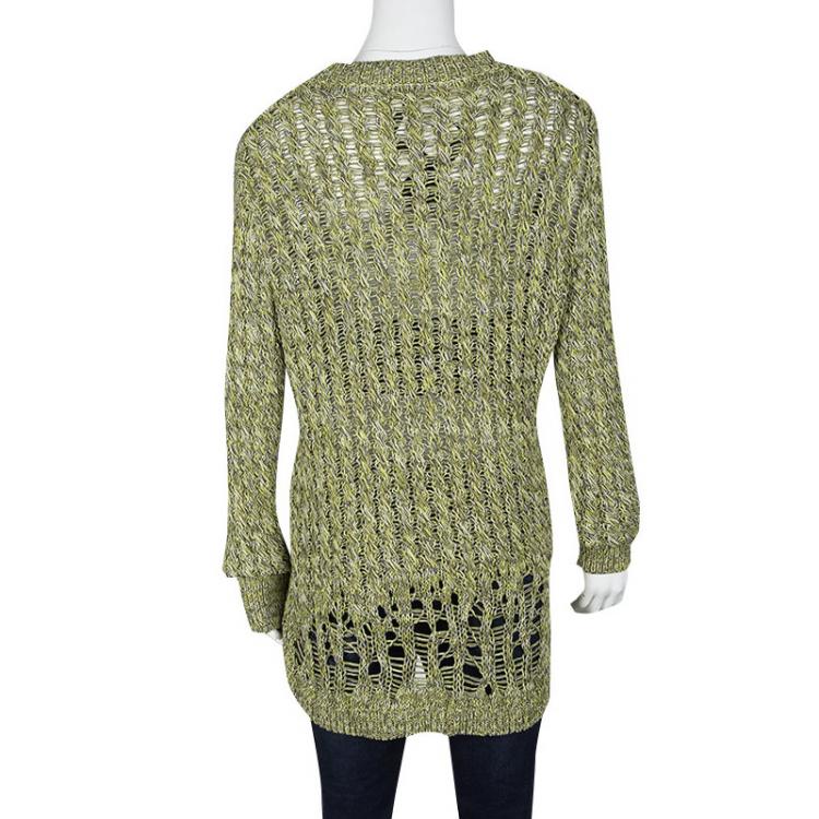 Pre Owned Joseph Mulitcolor Fatigue Deconstructed Chunky Cable Knit Pullover M