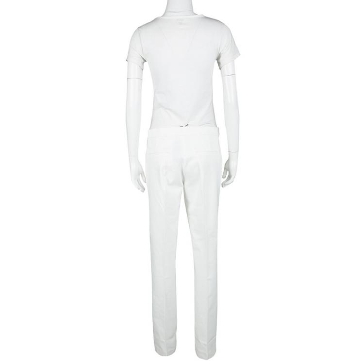 Pre Owned Joseph Off White Stretch Gabardine Finley Regular Fit Trousers L