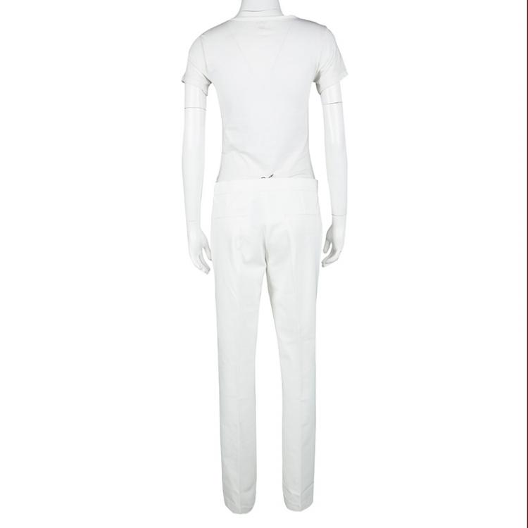 Pre Owned Joseph Off White Stretch Gabardine Finley Regular Fit Trousers L