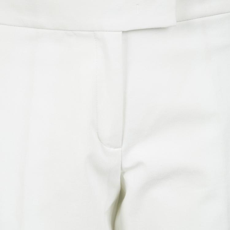 Pre Owned Joseph Off White Light Cotton Finley Straight Fit Trousers L