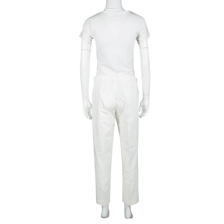 مملوكة مسبقًا Joseph Off White Light Cotton Finley Straight Fit Trousers L