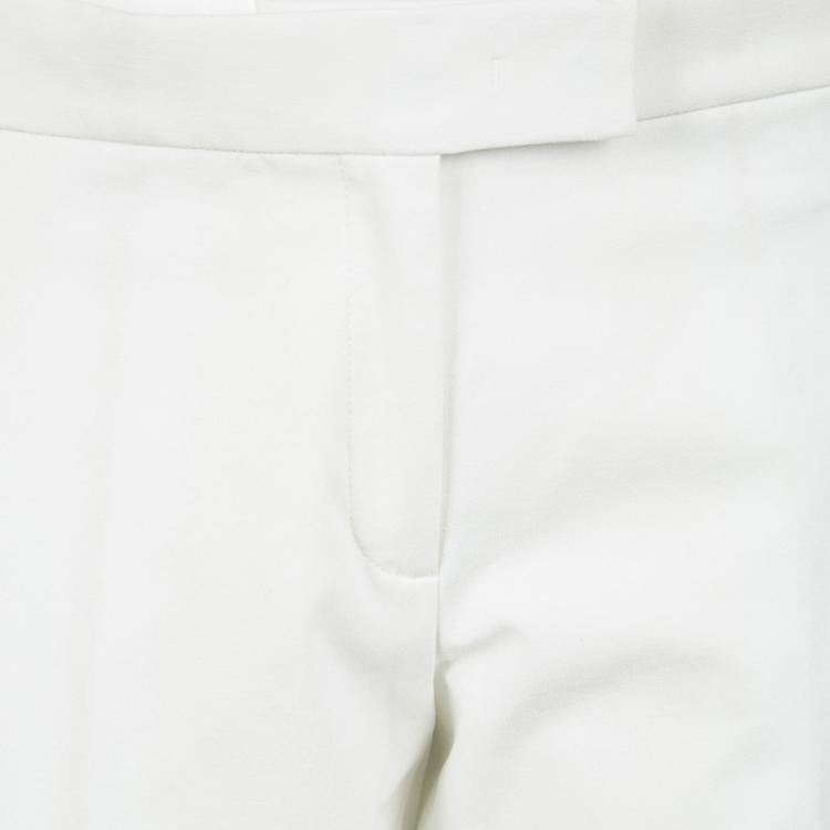 Pre Owned Joseph Off White Light Cotton Finley Straight Fit Trousers L