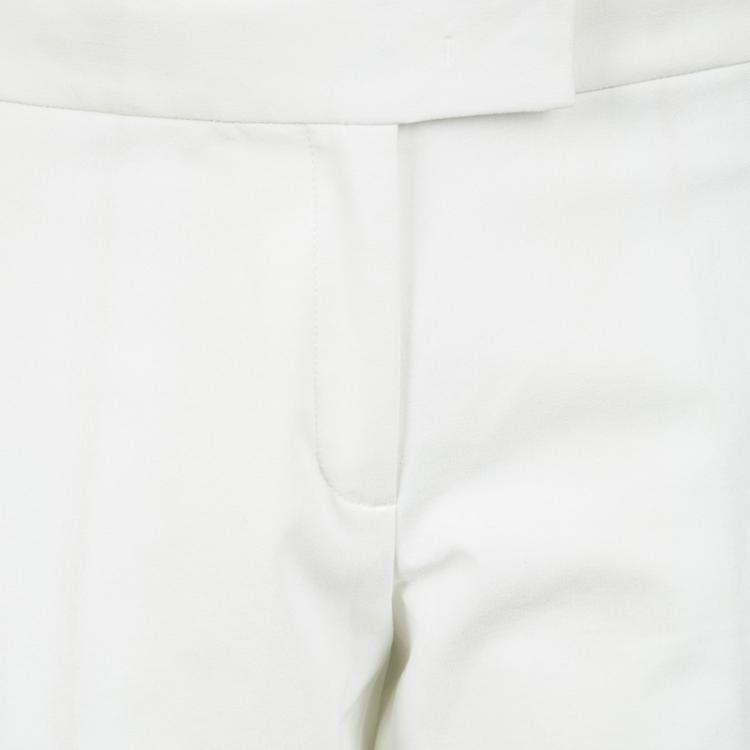 Pre Owned Joseph Off White Light Cotton Finley Straight Fit Trousers M