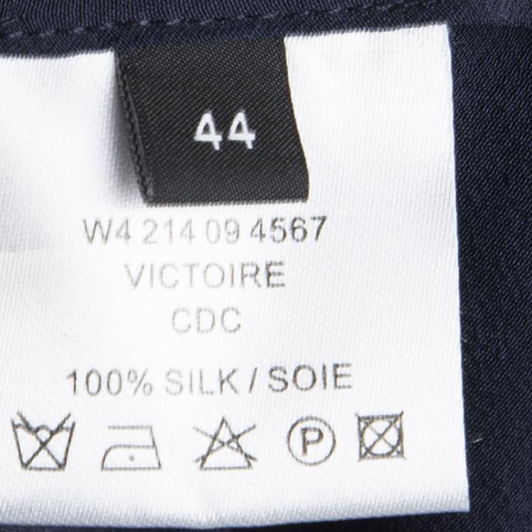Pre Owned Joseph Navy Blue Silk Contrast Tie Detail Victoire Blouse L
