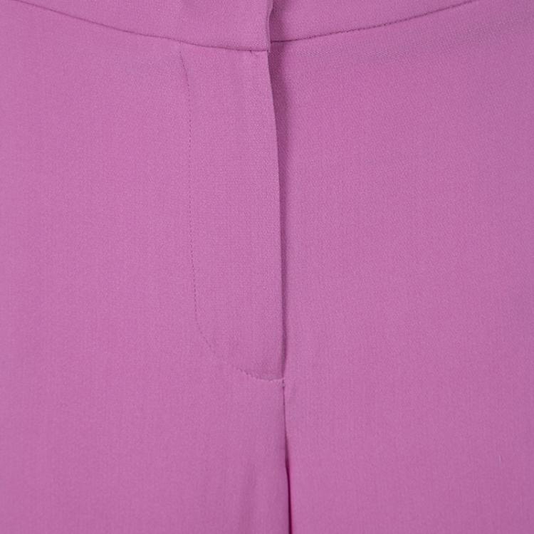Pre Owned Joseph Purple Double Silk Wide Leg Felini Trousers L