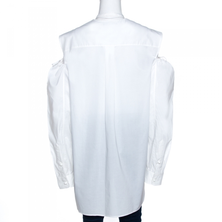 Pre Owned Joseph White Cotton Chintz Cold Shoulder Ripley Shirt L