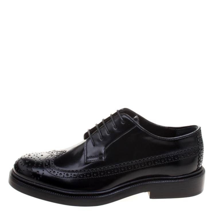 Pre Owned Joseph Black Brogue Leather Dennis Lace Up Derby Size 36