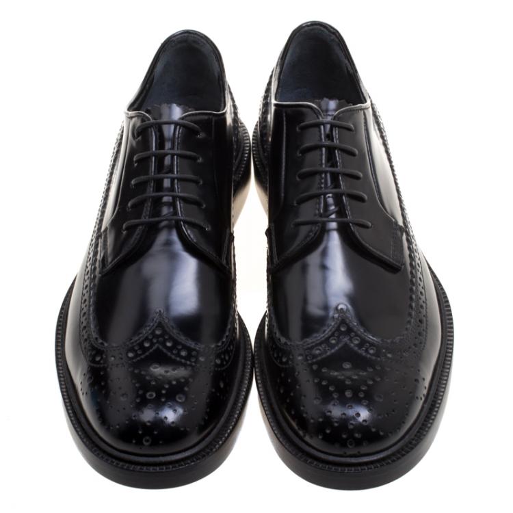 Pre Owned Joseph Black Brogue Leather Dennis Lace Up Derby Size 36