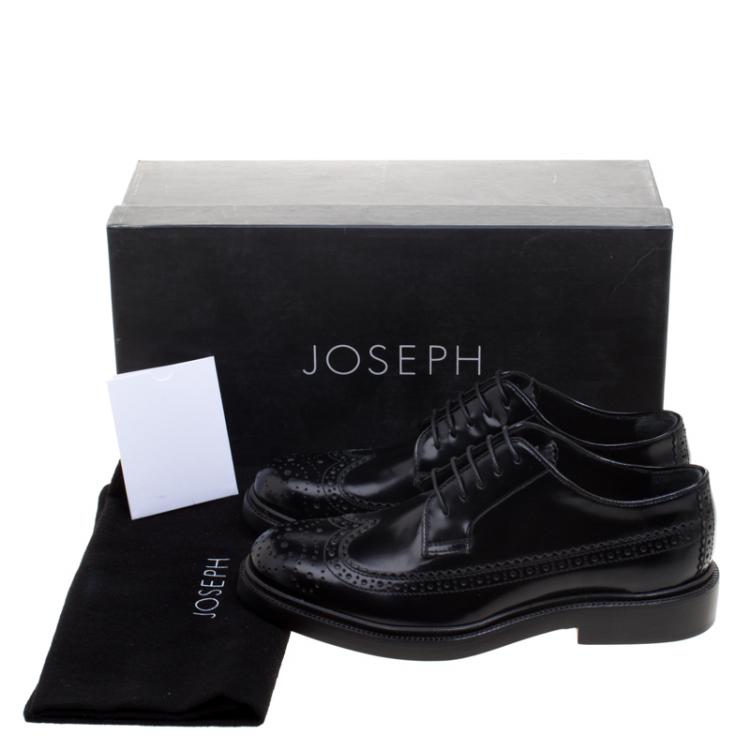 Pre Owned Joseph Black Brogue Leather Dennis Lace Up Derby Size 36