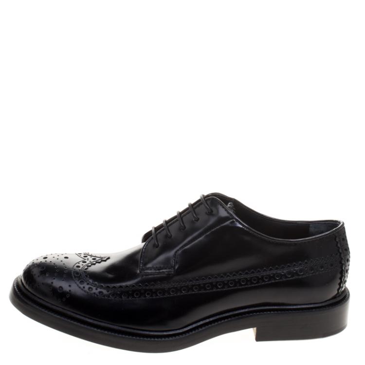 Pre Owned Joseph Black Brogue Leather Dennis Lace Up Derby Size 38