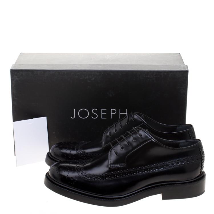 Pre Owned Joseph Black Brogue Leather Dennis Lace Up Derby Size 38