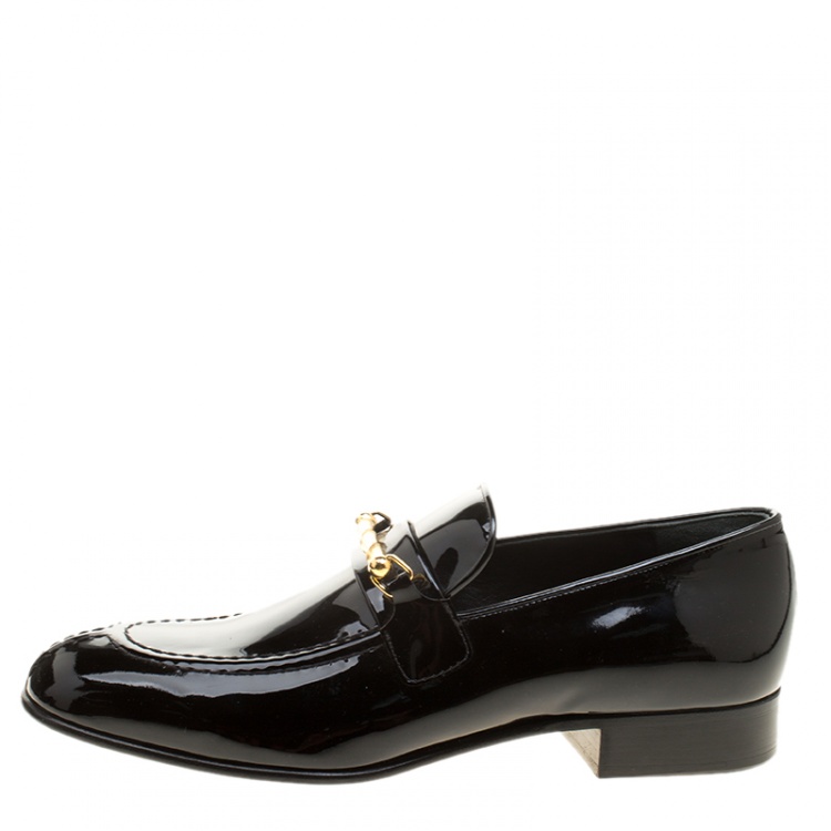 Pre Owned Joseph Black Patent Leather Loafers Size 37.5