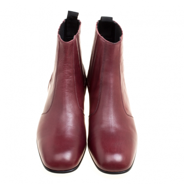 Pre Owned Joseph Burgundy Leather Chelsea Boots Size 38