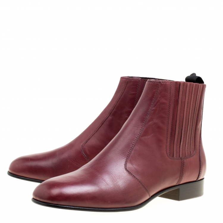 Pre Owned Joseph Burgundy Leather Chelsea Boots Size 38