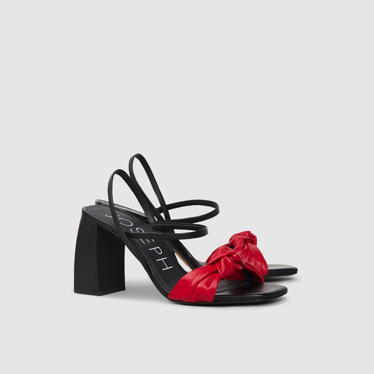 Pre Owned Joseph Red Leather Two-Tone Knotted-Front Sandals IT 38.5