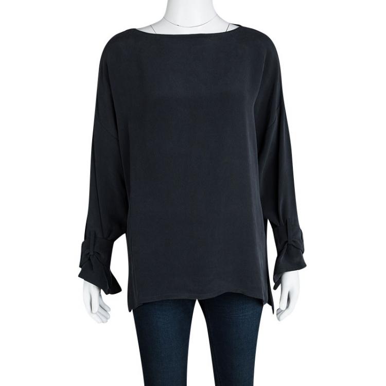 مملوكة مسبقًا Joseph Grey Long Sleeve Matt Silk Erin Top L