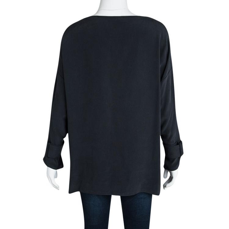 مملوكة مسبقًا Joseph Grey Long Sleeve Matt Silk Erin Top L