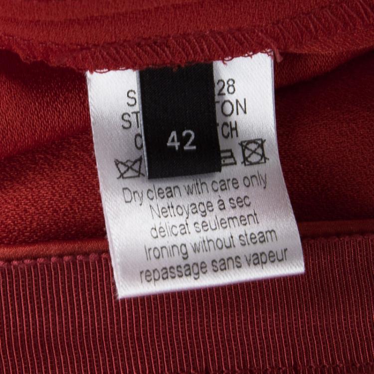 Pre Owned Joseph Red Crepe Sleeveless Step Button Dress M