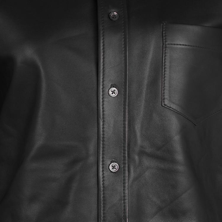 Pre Owned Joseph Black Lambskin Glove Leather Garcon Shirt M