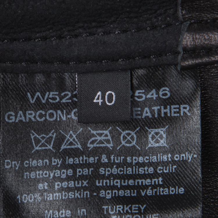 Pre Owned Joseph Black Lambskin Glove Leather Garcon Shirt M