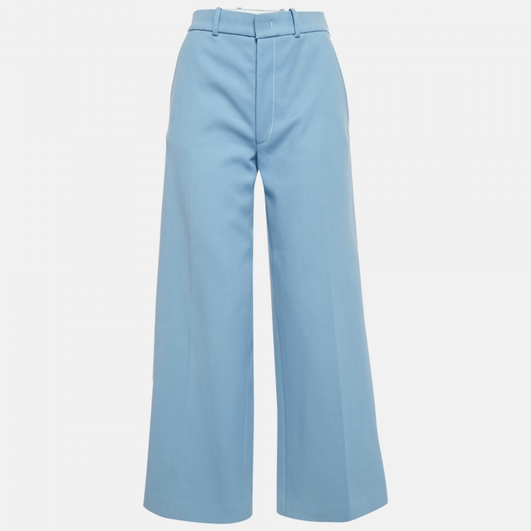 Pre Owned Joseph Blue Cottonwool Wide-Leg Trousers S
