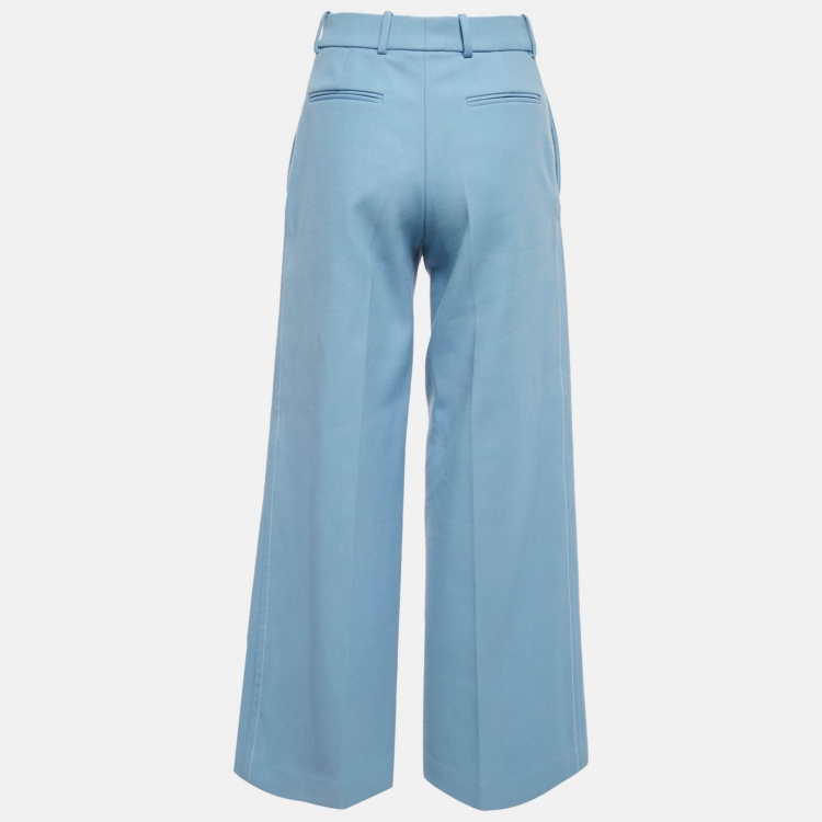 Pre Owned Joseph Blue Cottonwool Wide-Leg Trousers S