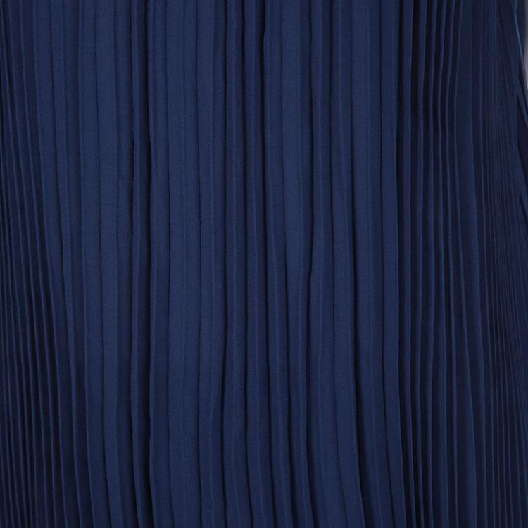 Pre Owned Joseph Navy Blue Plisse Silk Georgette Sleeveless Margot Dress M