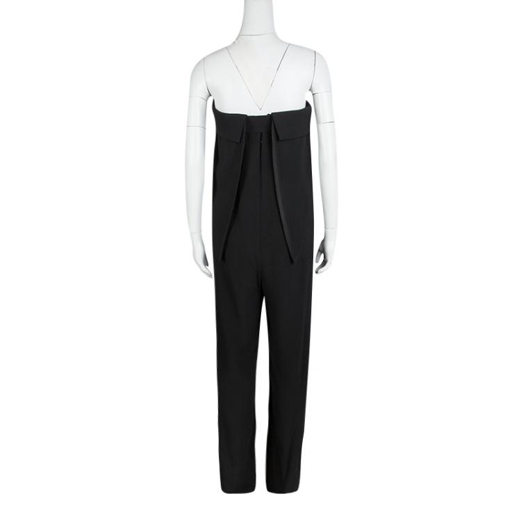 Pre Owned Joseph Black Fluid Crepe Strapless Jake Jumpsuit M