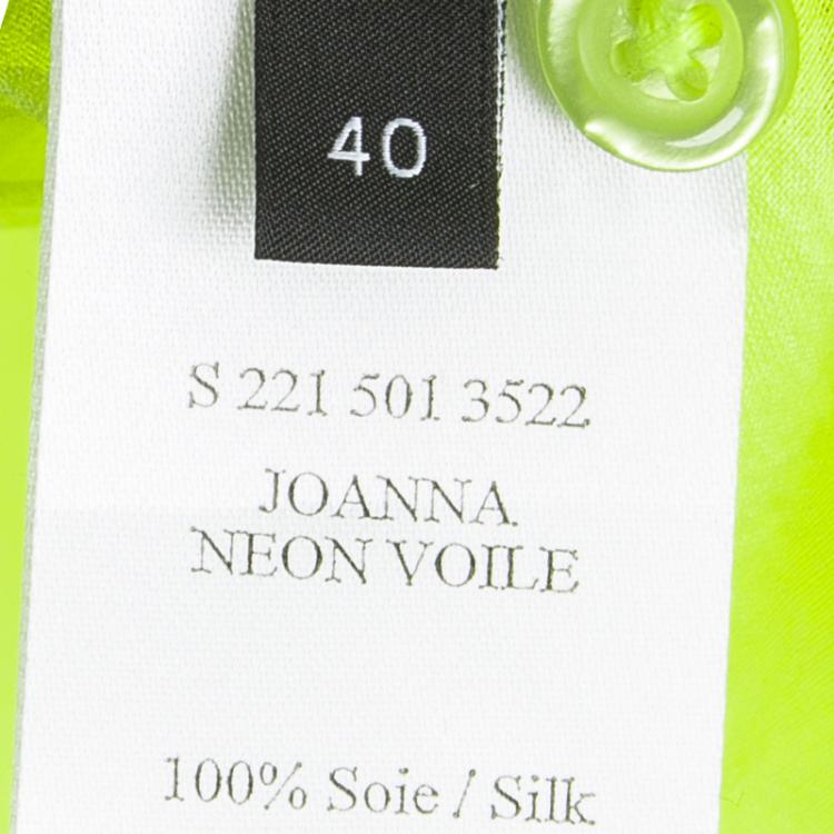 مملوكة مسبقًا Joseph Neon Green Silk-Voile Oversized Joanna Shirt M