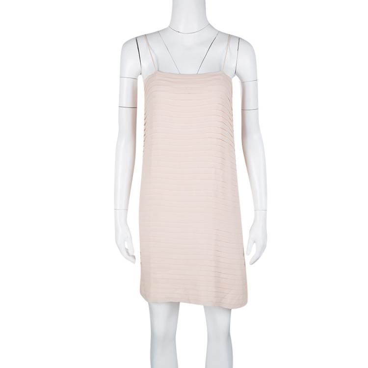 Pre Owned Joseph Blush Pink Pleated Silk Sleeveless Dress S