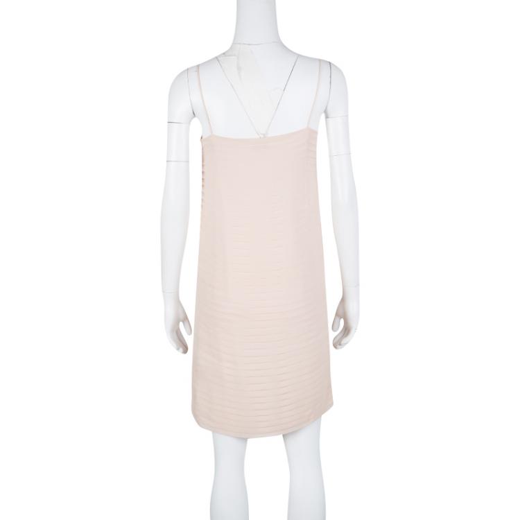 Pre Owned Joseph Blush Pink Pleated Silk Sleeveless Dress S