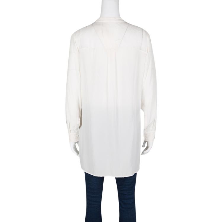مملوكة مسبقًا Joseph Off White Silk Long Sleeve Dara Blouse M