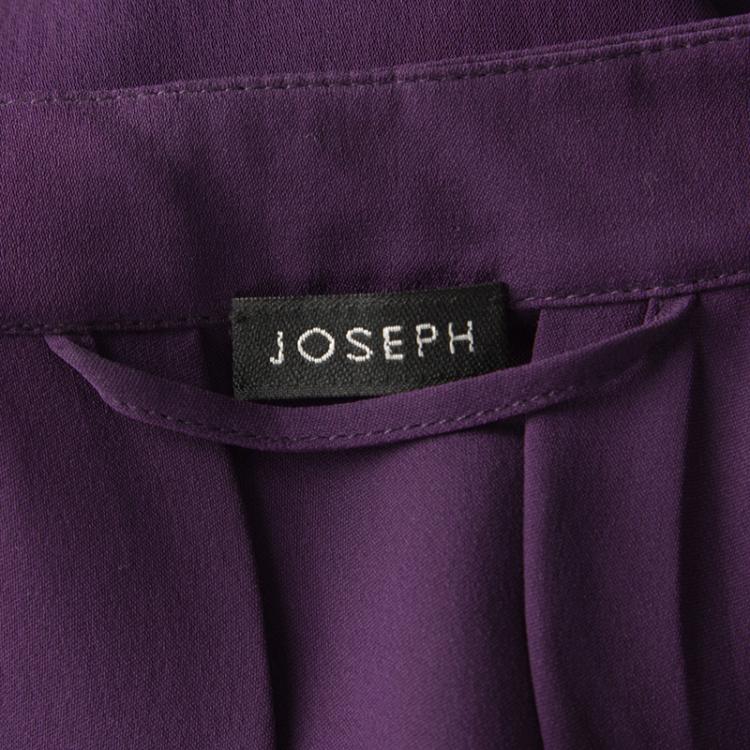 Pre Owned Joseph Purple Silk Belted Long Sleeve Tunic M