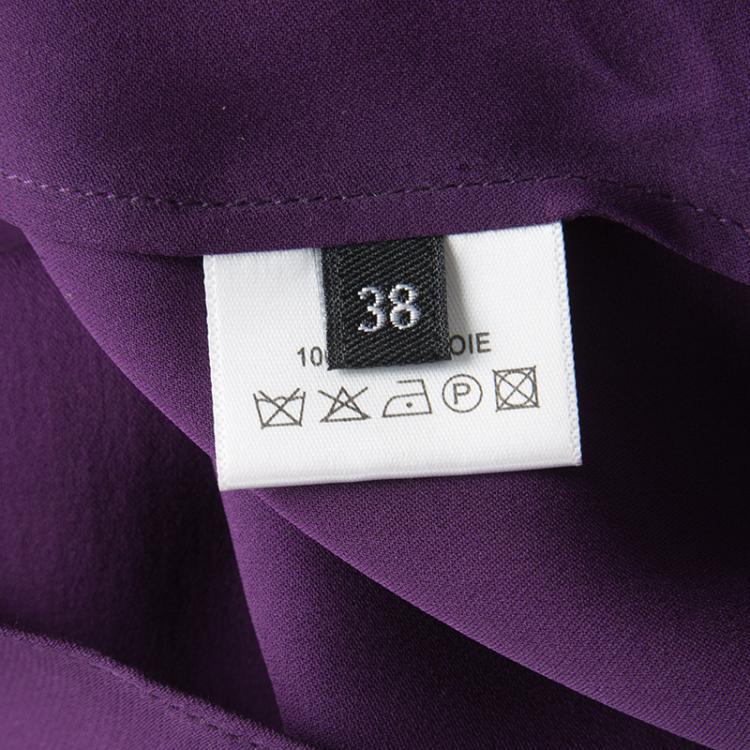 Pre Owned Joseph Purple Silk Belted Long Sleeve Tunic M