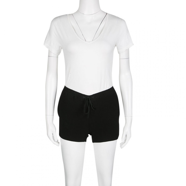 Pre Owned Joseph Black Stretch Crepe Elasticized Waist Shorts S