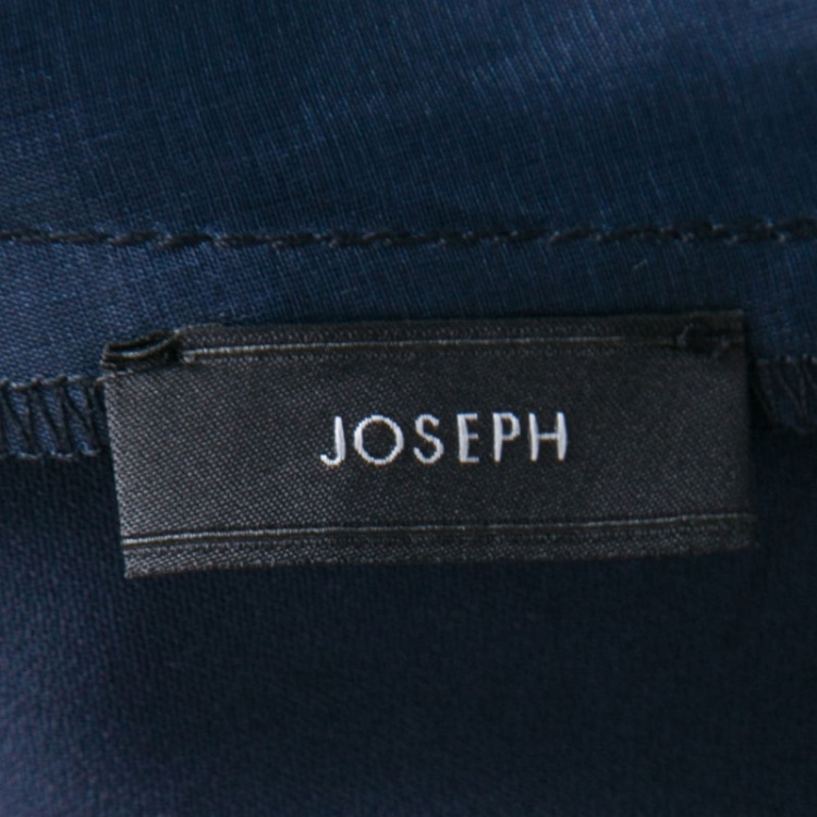 Pre Owned Joseph Navy Blue Organza Panel Fluide Crepe Sleeveless Finland Dress M