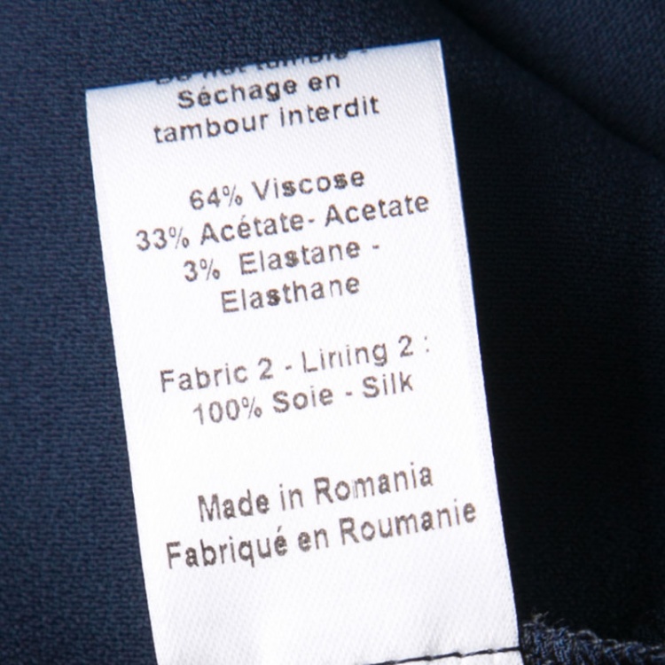 Pre Owned Joseph Navy Blue Organza Panel Fluide Crepe Sleeveless Finland Dress M