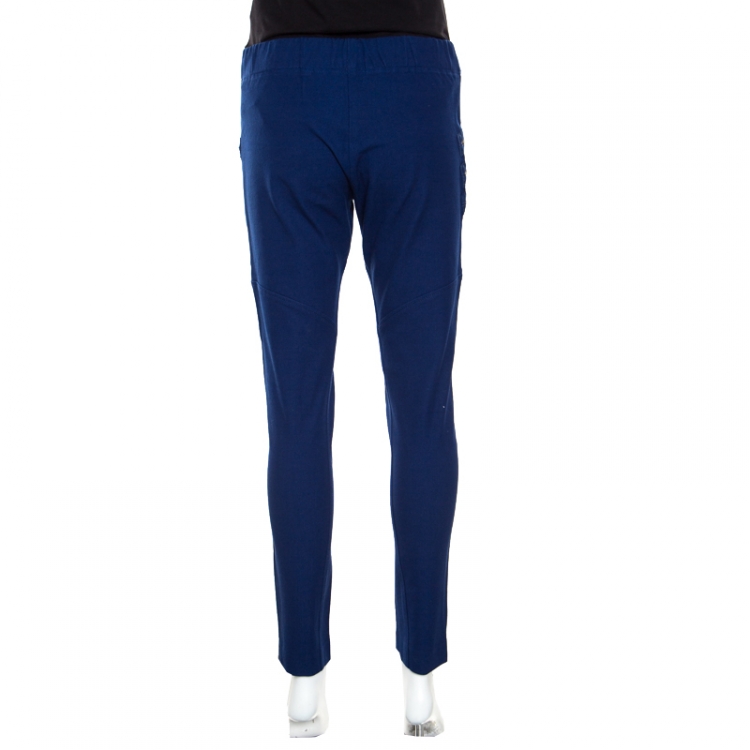 Pre Owned Joseph Indigo Zip Detail Diamond Gabradine Stretch Jeggings M